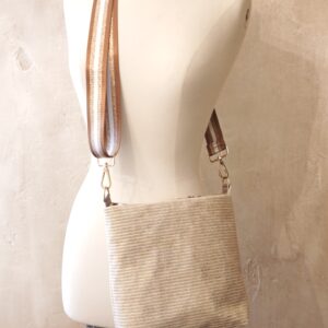 Sac bandoulière velours côtelé doré